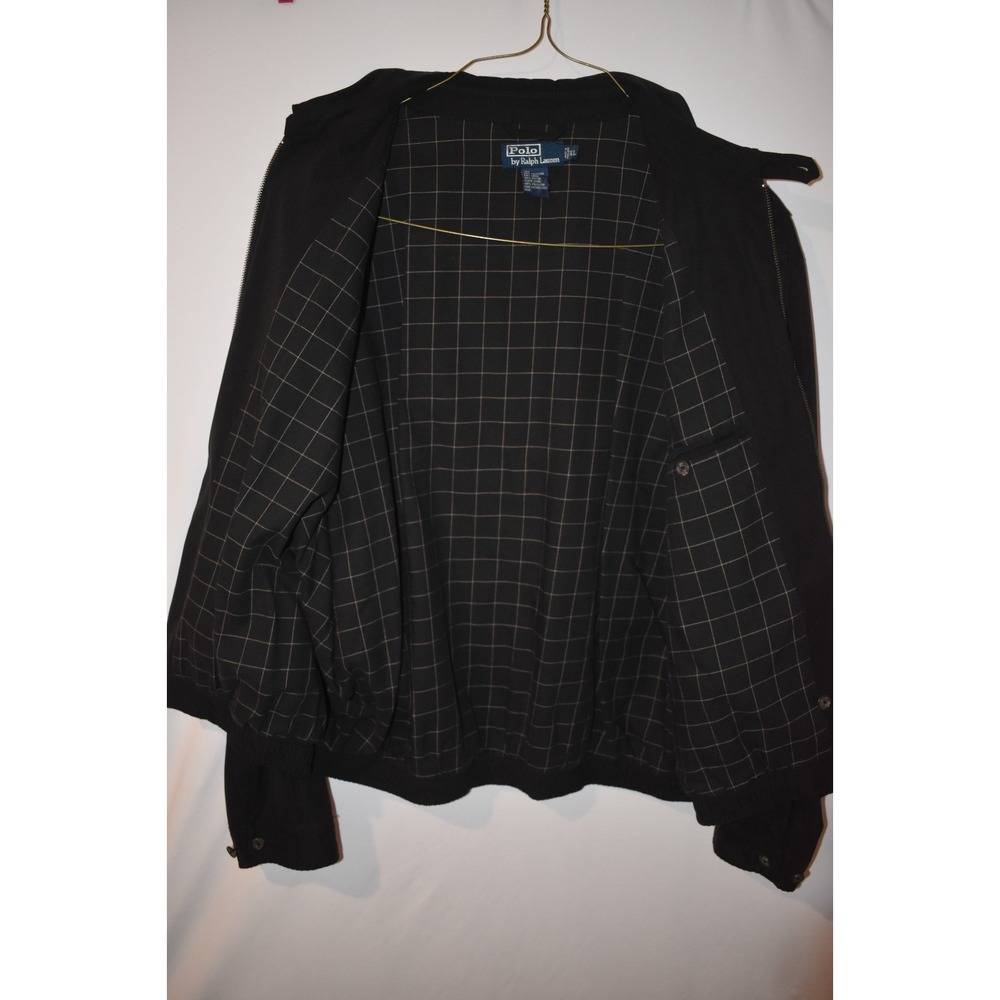 Vintage 90s Polo Ralph Lauren Mens XL Black Plaid Lined Full Zip Up Jacket - Picture 3 of 5